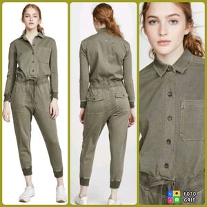 James Perse Mixed Media Jumpsuit In Sergeant